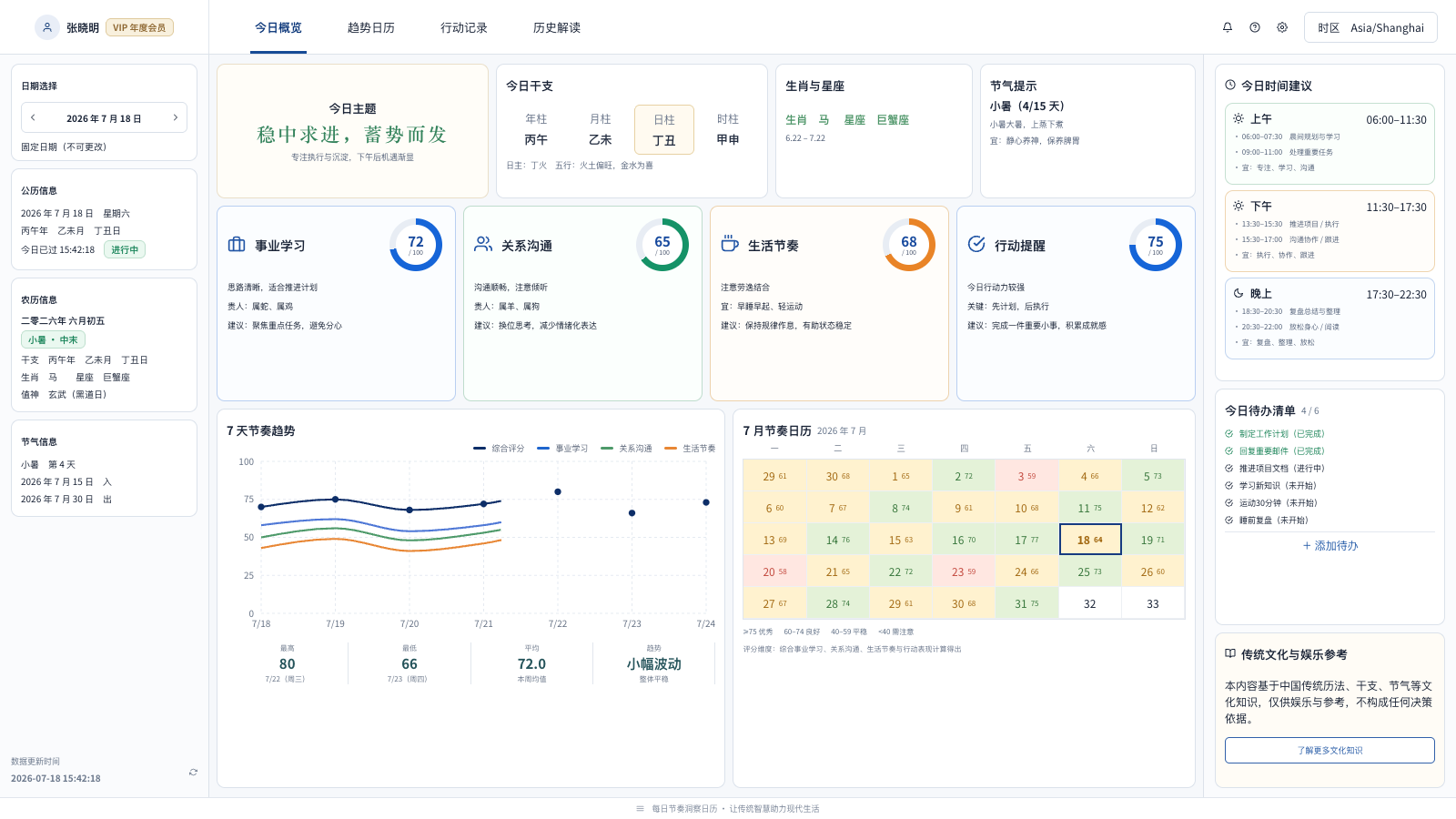 每日节奏洞察日历界面截图